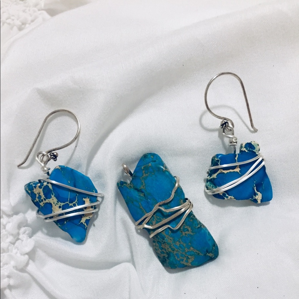 Imperial jasper pendant/earrings